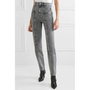 NWT ÉTOILE ISABEL MARANT Gray Henoya Acid-wash High-rise Slim-leg Jeans Damaged